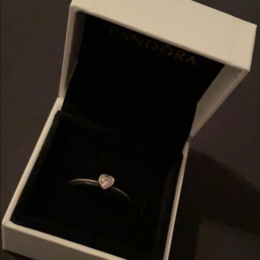 Pandora Pink Heart Diamond Beaded Ring